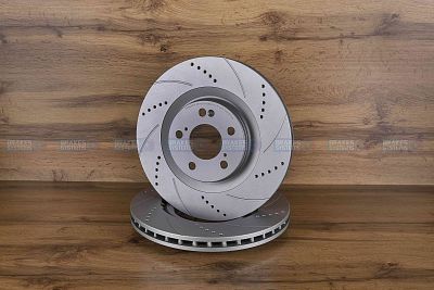 Передний тормозной диск Monaer с перфорацией и насечками, в покрытии GEOMET