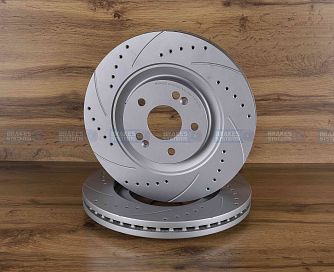 Передний тормозной диск Monaer с перфорацией и насечками, в покрытии GEOMET