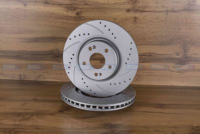 Передний тормозной диск Monaer с перфорацией и насечками, в покрытии GEOMET