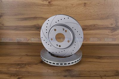 Передний тормозной диск Monaer с перфорацией и насечками, в покрытии GEOMET